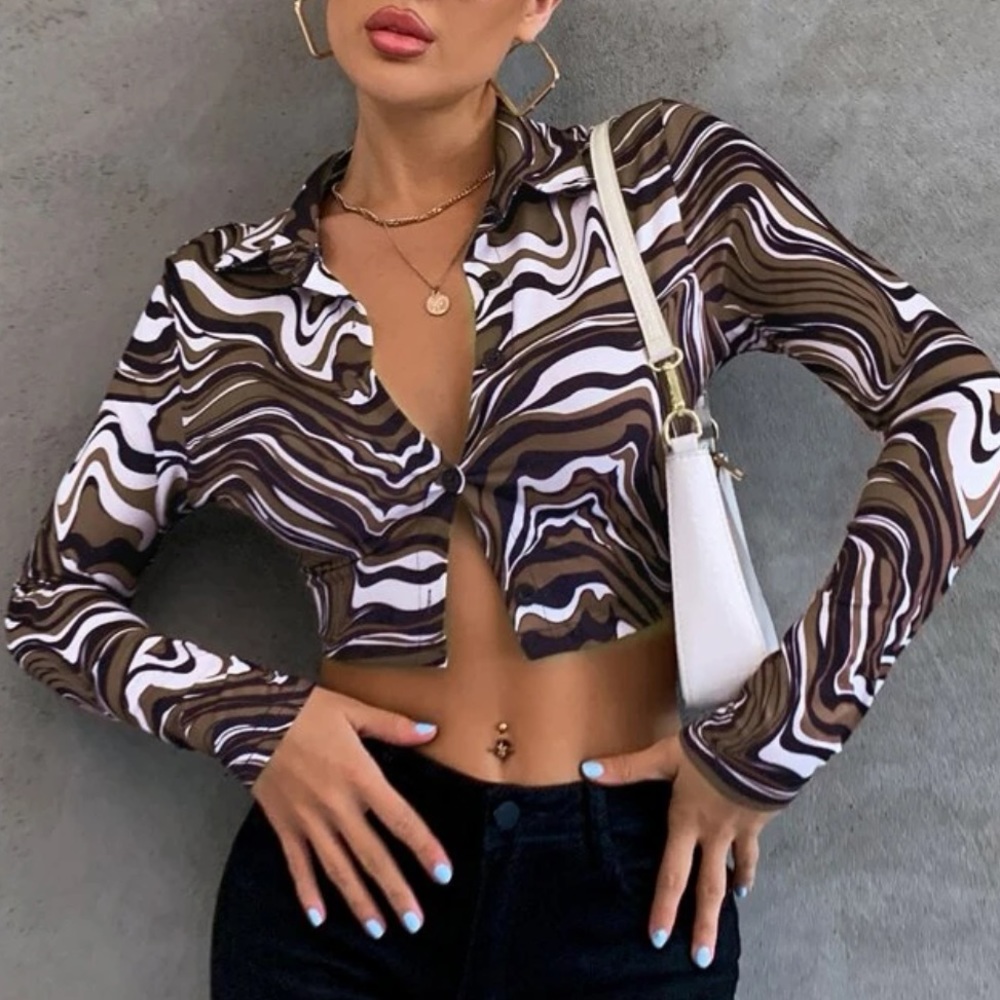 Shein marble print crop top